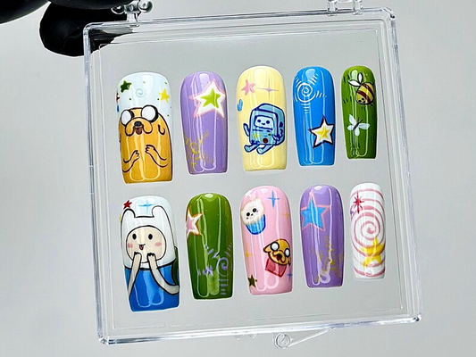 Adventure Time Press On Nails Finn Jake BMO Fake nails Cosplay Nail Art Jake the Dog Kawaii Nails Cute Cartoon Nails OB942YC