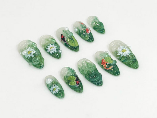 Realistic Koi Fish Press On Nails OB72L