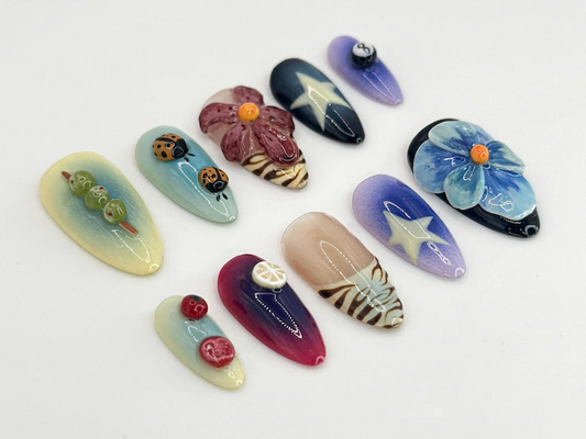 3D Floral & Fruit Press On Nails Durable and Stylish False Nails Vegan and Cruelty-Free Nail Set Unique Nail Art OB526HK