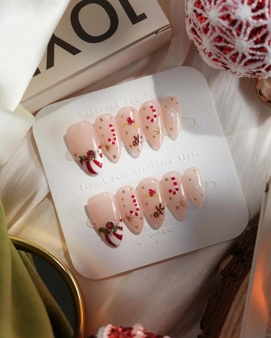 Candy Holiday Reusable Press On Nails