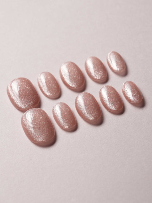 Nude Blush Cat Eye Reusable Press On Nails