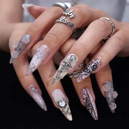 Eternal Rose Gothic Handmade Press On Nails