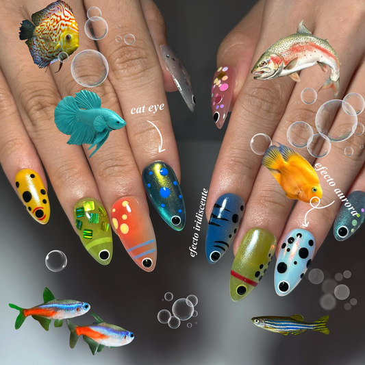 Summer Alien Eye Chrome Press On Nails, Summer Short Almond Abstract Nails, Beach Party