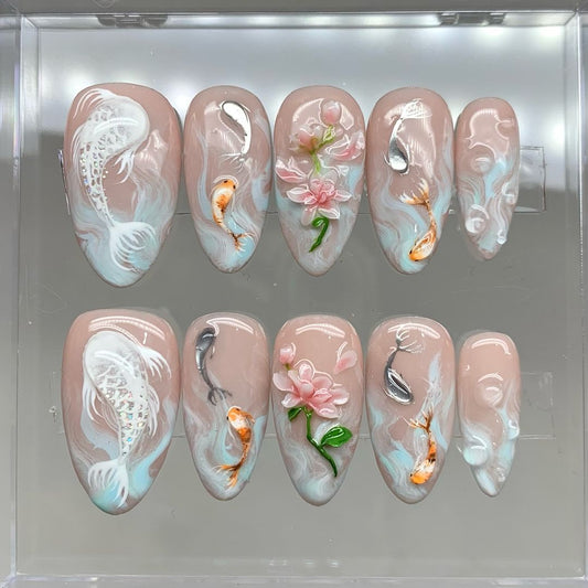 Koi Pond Press On Nails OB64L