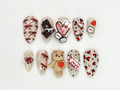 3D Teddy Valentine Press On Nails Cute Teddy Bear and Hearts Design Handmade 3D Nail Set 3D Valentine Nail ArtOB632HC