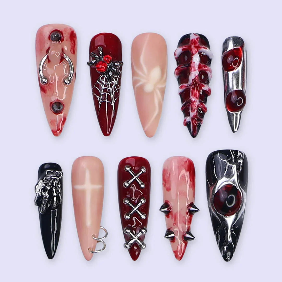 Dark Omen Handmade Reusable Press On Nails