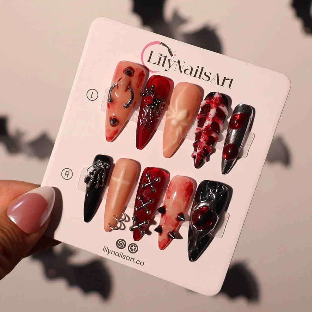 Dark Omen Handmade Reusable Press On Nails