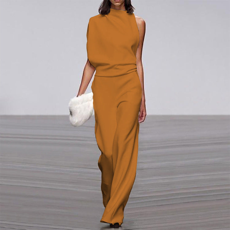 Elegant Spring Jumpsuit with Single-Breasted Neckline