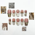 Royal Balletcore Press On Nails, Luxury Pearl Bow Fake Nails, Handpainted Gold French