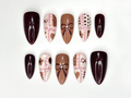 Chocolate Autumn Press On Nails Sweet Treats-Inspired Nail Art Soft Pink & Brown Handcrafted Design Handmade Unique Nail Set
