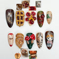 Melancholic Cartoon Press On Nails Cottagecore Nail Art Mushroom & Dessert Nails Fantasy