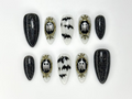 Haunted Mirror Ghost Nails, Gothic Halloween Press Ons, Black Glitter & Bat Nail Art