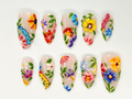 Colorful Flower Press-On Nails Spring Flower Press Ons 3D Flowers Fake Nails| Perfect for Special Occasions Summer CollectionOB759YC