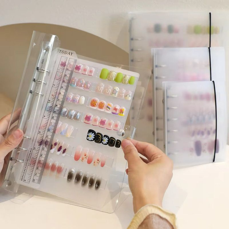 Transparent Nail Art Binder Press On Nails Storage Book Clear Ring Binder Album Professional Nail Display Organizer