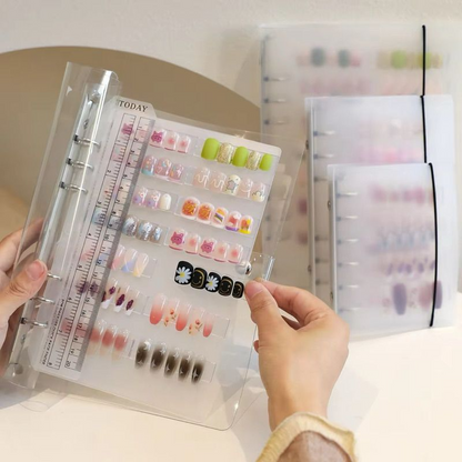 Transparent Nail Art Binder Press On Nails Storage Book Clear Ring Binder Album Professional Nail Display Organizer