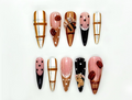 Teddy Bear Autumn Press On Nails Fall & Autumn Coffee Nails Cute Bear Nail Art Plaid Neutral Nails Handmade Luxury Nails