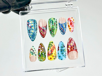 Color Splash Press On Nails Abstract Colorful Nail Art Festival Confetti Press Ons Multi Color Fake nails Festival Nails