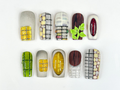 Abstract Texture Press On Nails, Mixed Media Artisan Nails with 3D Foliage, Handcrafted