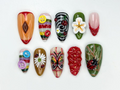 Whimsical Garden Themed Press On Nails Cottagecore Strawberry & Button Nail Art Vintage 3D Ladybug Nails Forestcore Press OnsOB824H