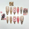 3D Hibiscus Flower & Tropical Muse Nails, Ethereal Goddess Press Ons, Luxury Seashell