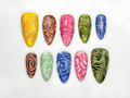 Celestial Carved Texture Press On Nails Abstract Nature Nail Art Earth Element Nail Set 3D Carved Nails Colorful Press Ons