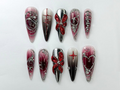 Gothic Blood Red Press-On Nails Edgy Black And Red Press-Ons Gothic Press-On Set Cyberpunk & Gothic Nails OB726HC