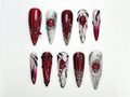 Vampire Red Gothic Press On Nails Gothic Nail Art Set Silver Blood Magic Nails Dark Rune Design Press Ons 3D Fantasy Nails OC863HC