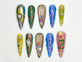 Floral Chrome Press On Nails Mixed Pearl 3D Art Nails Sculpted Nature-Inspired Holographic Garden Press Ons Artistic Nail OB856HK