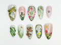 Elegant Flower Garden Press On Nails 3D Wildflower & Dragonfly Nails Nature-Inspired Floral Nail Art Elegant Spring Press OnsOC816HC