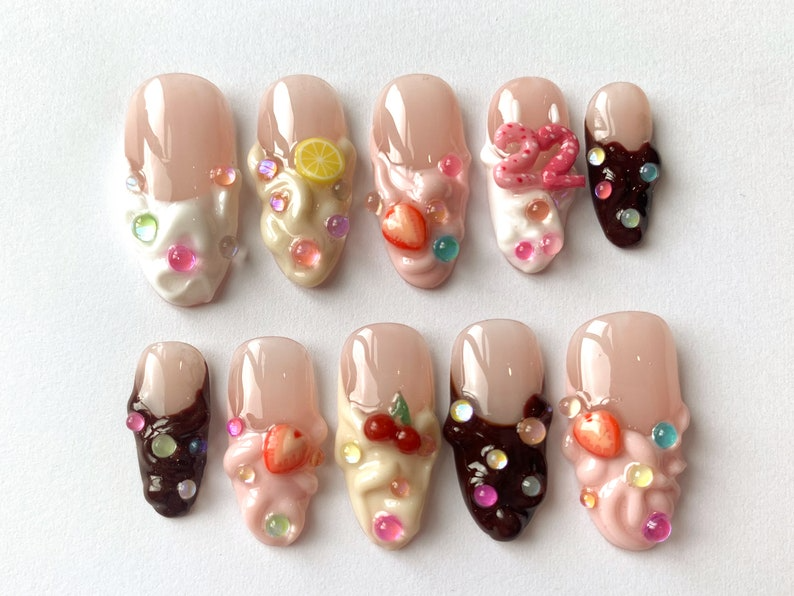 Customizable Birthday-Themed Press On Nails Set Age Option - Colorful and Fun Nail Art Designs Cute Birthday Nails