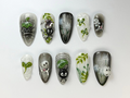 Whimsical Forest Totoro Press-On Nails Totoro-Inspired Handmade Nailss Totoro & Soot Spirit Nail Design Handmade Fantasy NailOB719HC