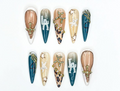 LA Safari Luxe Press On Nails Western Pearl Letter Nails Leopard & Cross Charm Nail Art Glam Cowgirl Vibe Edgy 3D Stiletto Nail Set