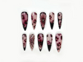 Fall Rose Luxe Press On Nails, Pink & Brown Autumn Glam Nails, 3D Bow and Rose Accents