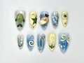 Forest Friends Duckling Press On Nails Cute Turtle & Nature Nail Art Lily of the Valley Nails Green Blue Pastel Nails