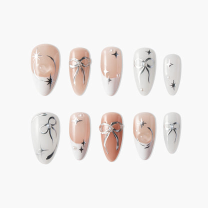 Stellar Ribbons Reusable Press On Nails