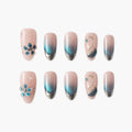Blue Bloom Reusable Press On Nails