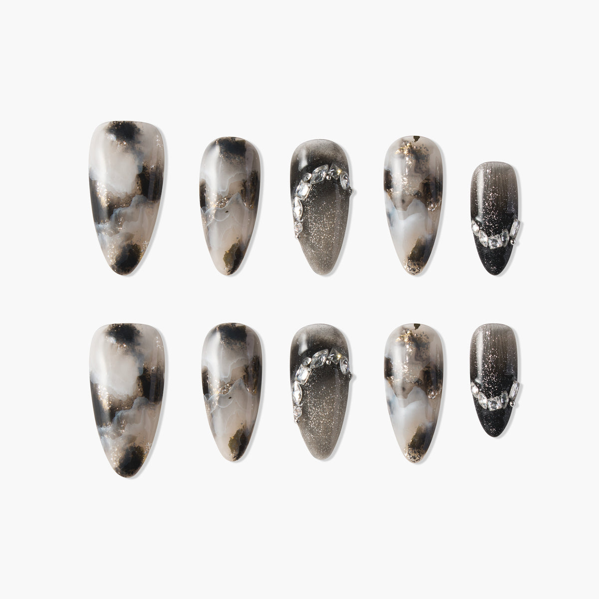 Mystic Marble Reusable Press On Nails