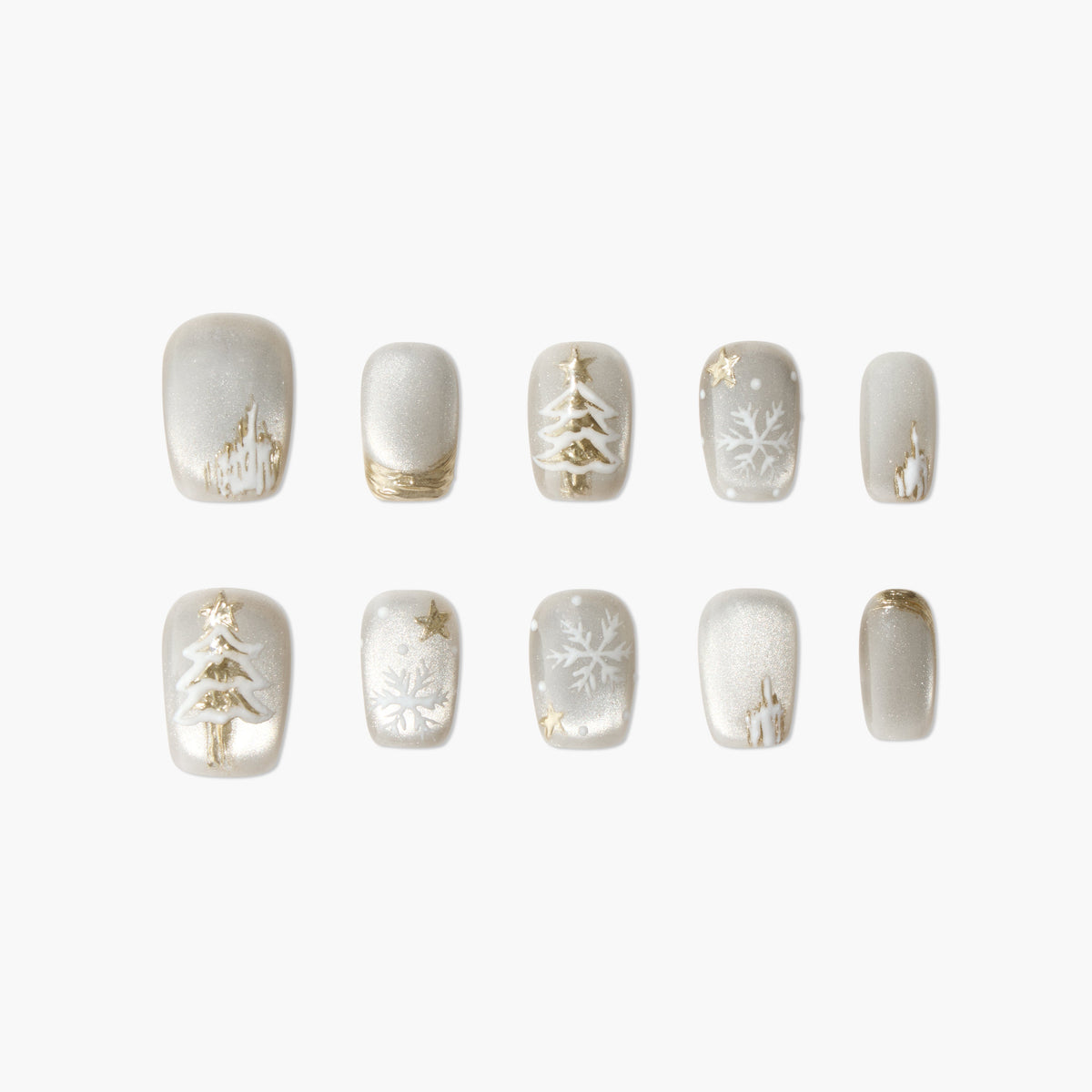 Winter Stardust (Square) Reusable Press On Nails