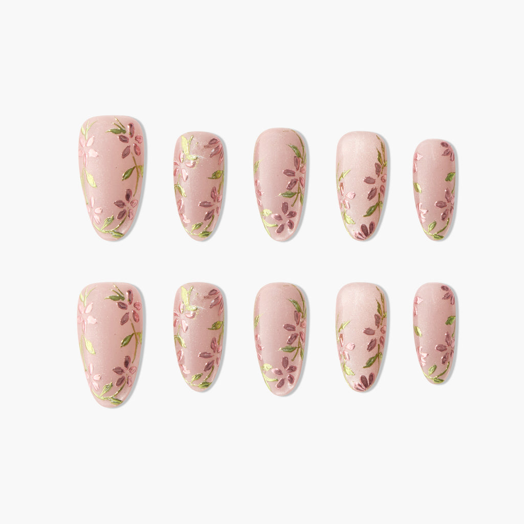 Spring Blossom Whisper Reusable Press On Nails