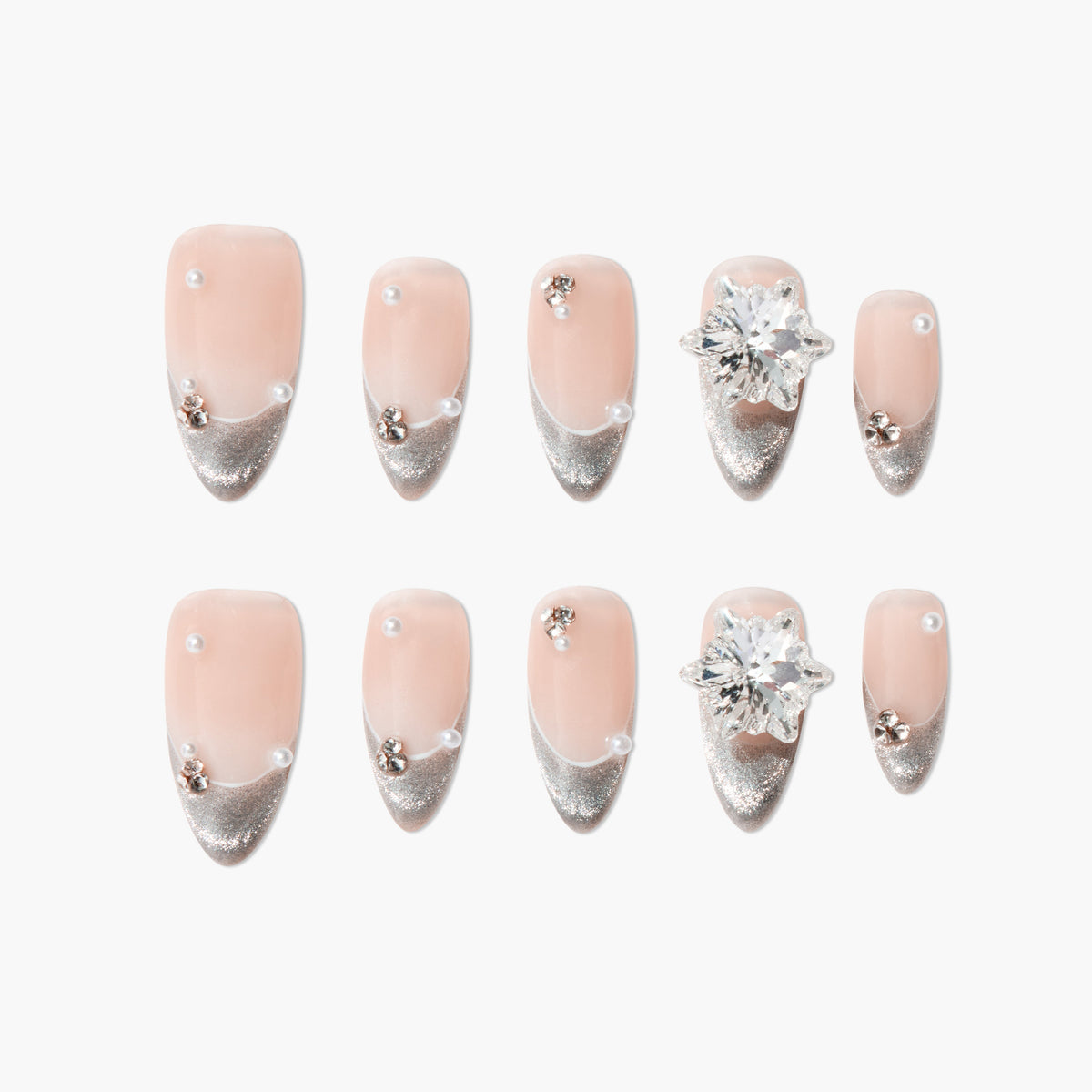 Starlight Radiance (Almond) Reusable Press On Nails