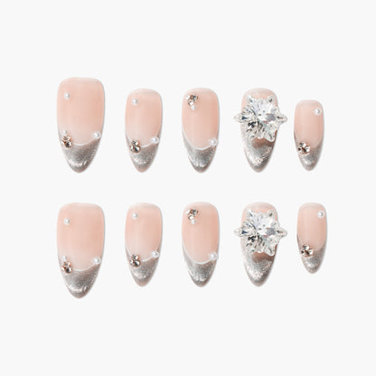 Starlight Radiance (Almond) Reusable Press On Nails