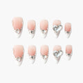 Heart Diamond French Reusable Press On Nails
