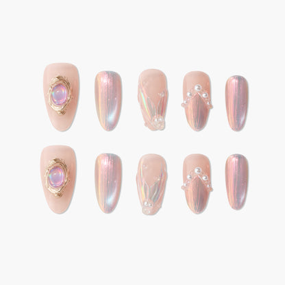 Stellar Pearl Glow Reusable Press On Nails
