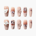 Sweet Pet Pink Crystal Reusable Press On Nails