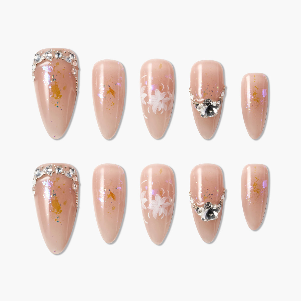 Amber Bloom Floral Handmade Press On Nails