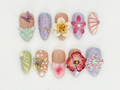Spring 3D Floral Press On Nails Handmade Butterflies Nail Art Elegant & Soft Pastel Nail Design Handmade Luxury Nails OC684H