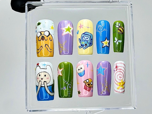 Adventure Time Press On Nails Finn Jake BMO Fake nails Cosplay Nail Art Jake the Dog Kawaii Nails Cute Cartoon Nails OB942YC