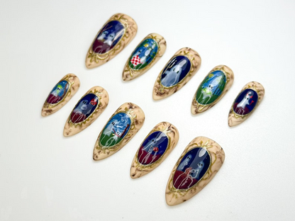 Haunted Portrait Gallery Press On Nails Spooky Halloween Nail Art Vintage Frame Ghost Press Ons Handmade Gothic Nail Set