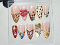 Leopard Rhinestone Press On Nails Bold Animal Print Fake Nails Girls Don’t Cry Nail Art 3D Lips & Crystal Press OnsNail ArtOB910YK