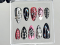 Chrome Flame Press On Nails Gothic Spider Nail Art Flame Spider Press Ons Cyber Y2K Fake Nails Emo Butterfly Press Ons